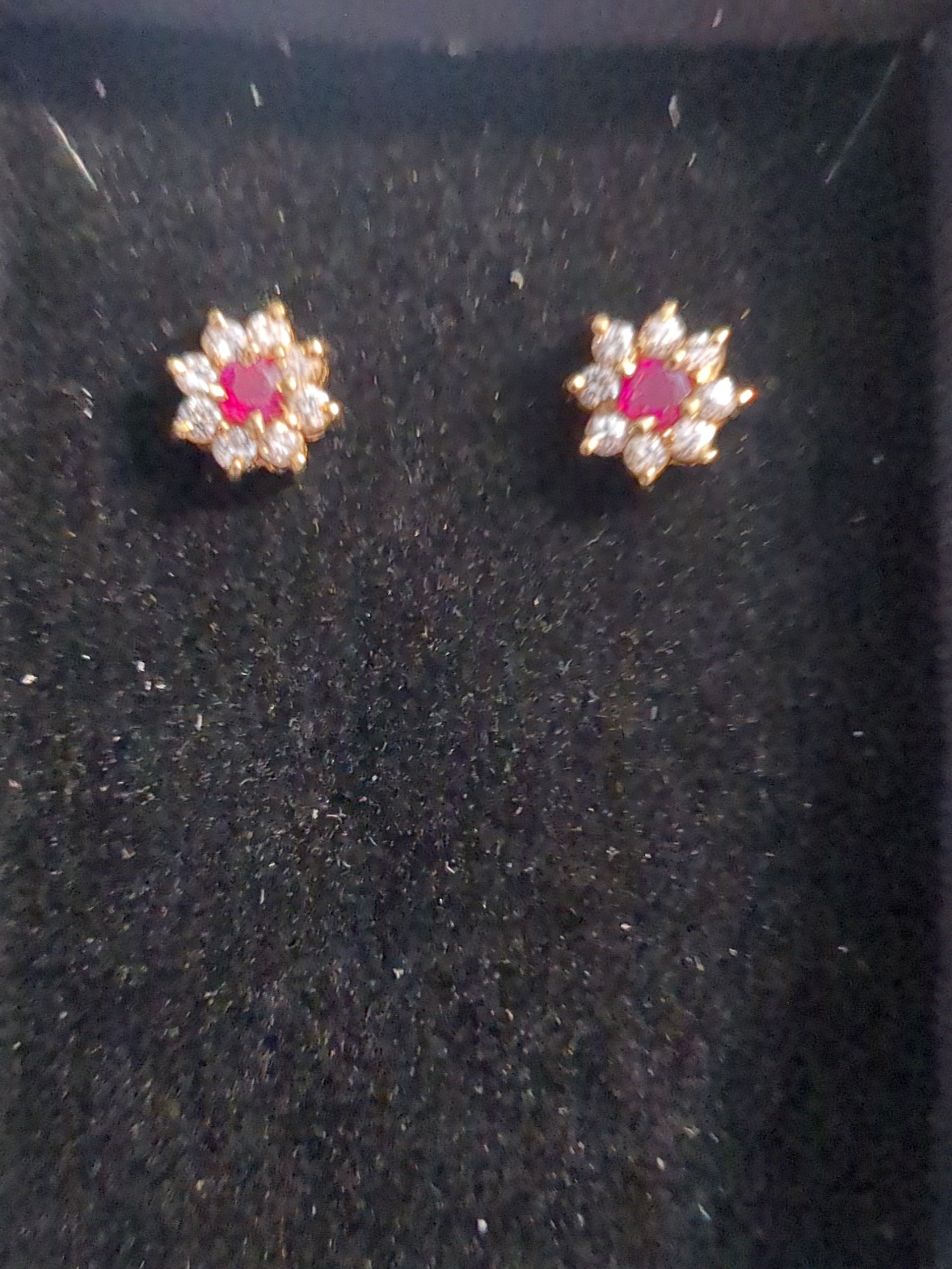 14ct gold ruby and diamond stud earrings