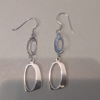 silver retro double link drop earrings