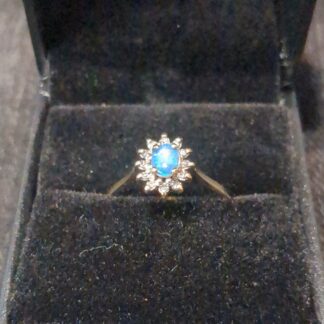 9ct gold opal and diamond ring