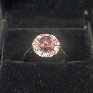 18ct gold pink tourmaline and diamond ring