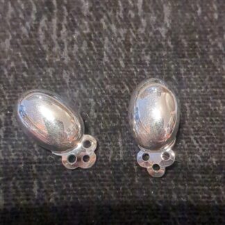 Silver clip earrings oval dome