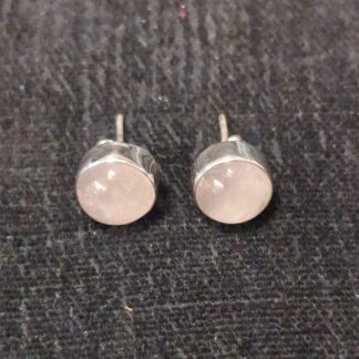 Silver rose quartz stud earrings