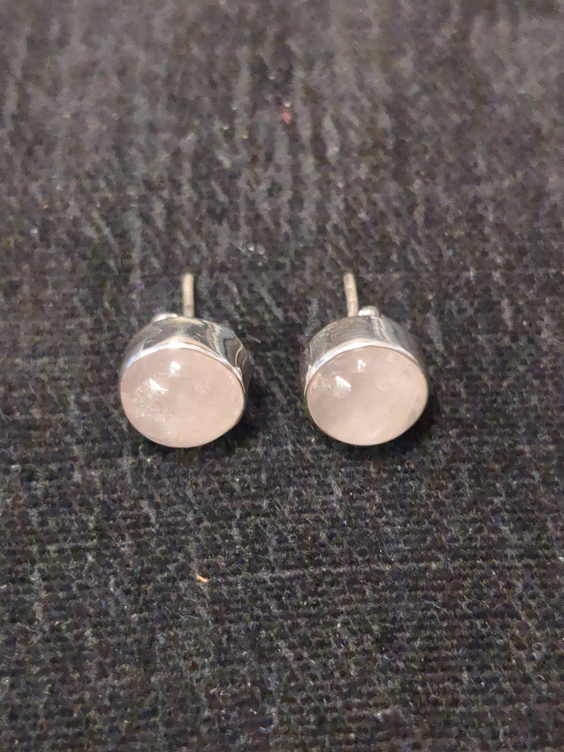 Silver rose quartz stud earrings