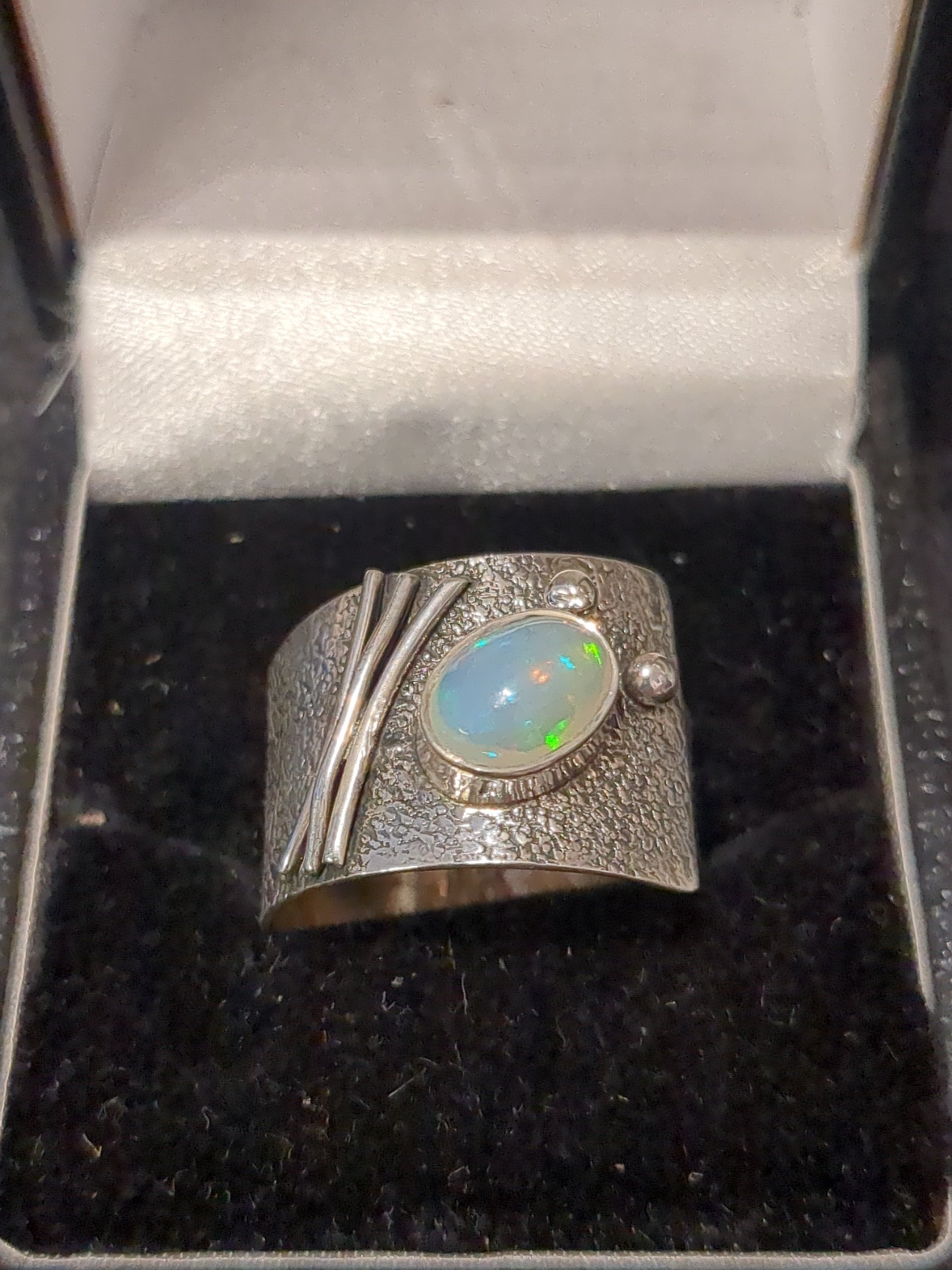 Silver Opal adjustable ring