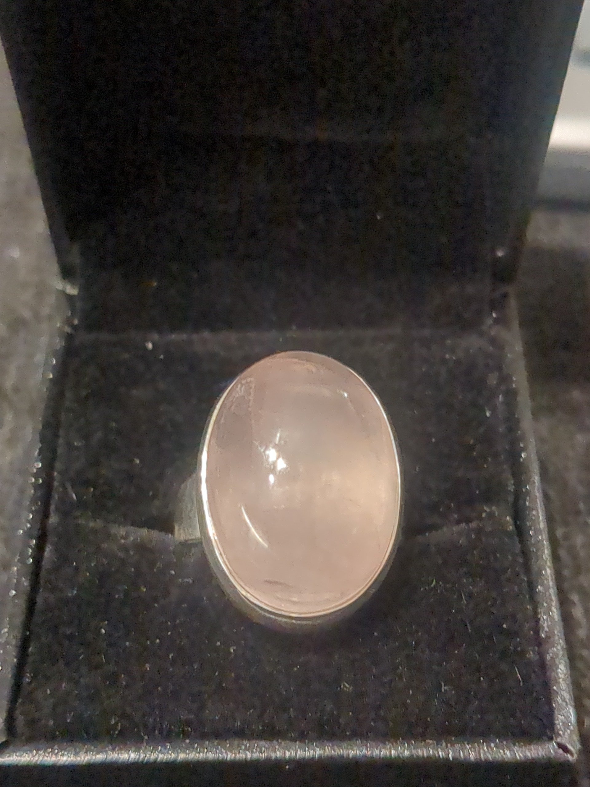 silver rose quartz ring