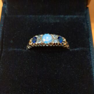 18ct gold opal sapphire and diamond ring