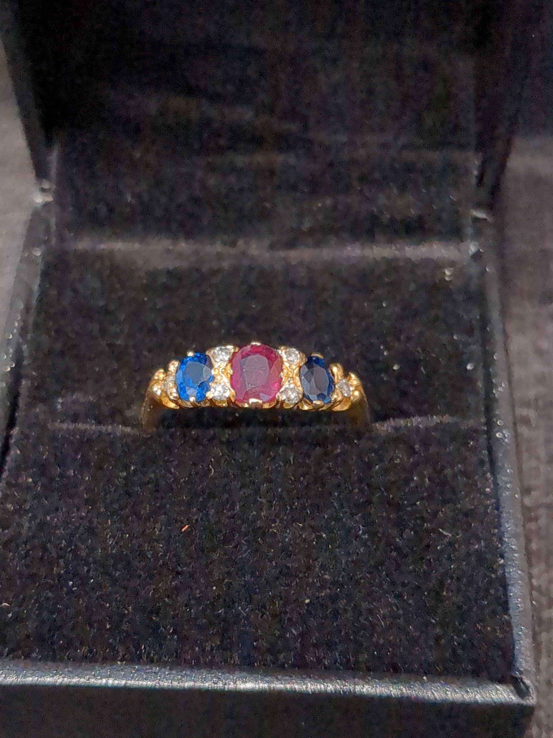 18ct sapphire ruby and diamond ring
