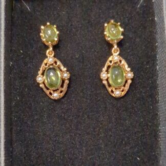 9ct Gold peridot and pearl earrings