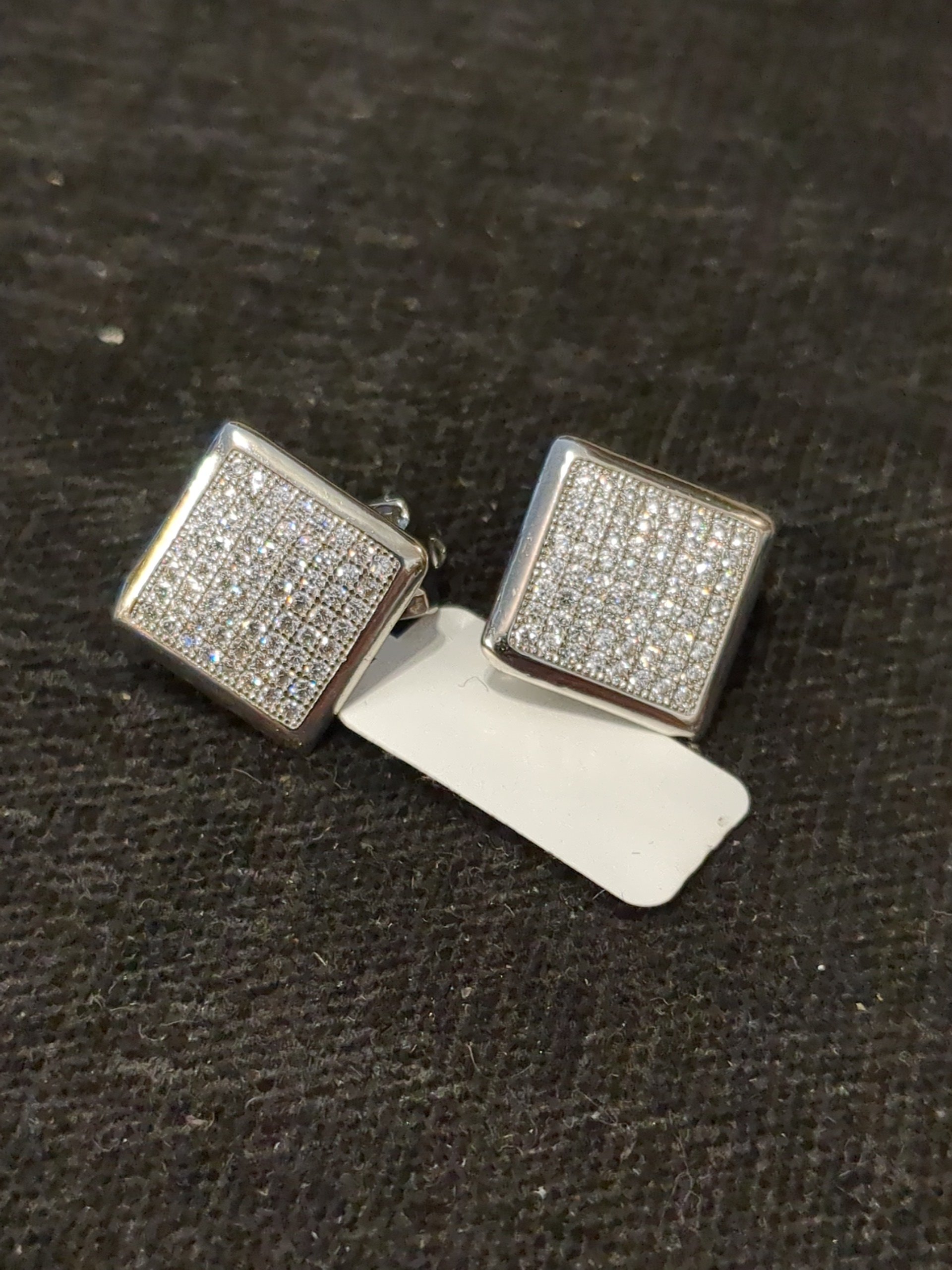 Silver cz clip earrings