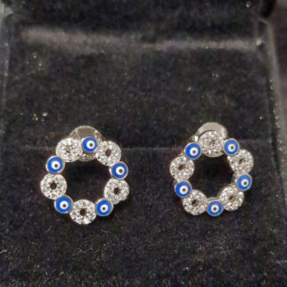 Silver cz enamel studs