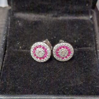 Silver ruby and cz studs