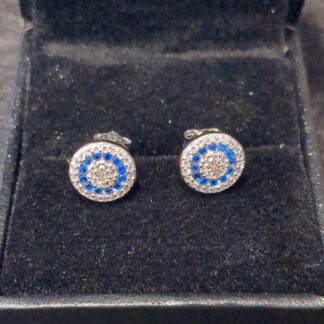 Silver sapphire and cz studs